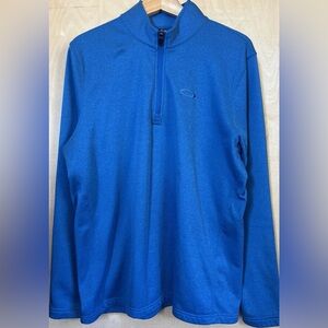 Oakley Men’s Large 1/2 Zip Soft Shell Pullover Jacket Mock Neck Black Blue